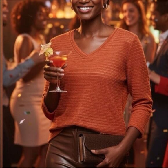 FDJ Sweaters - New FDJ Women's V-Neck Spice Knit Sweater size Medium